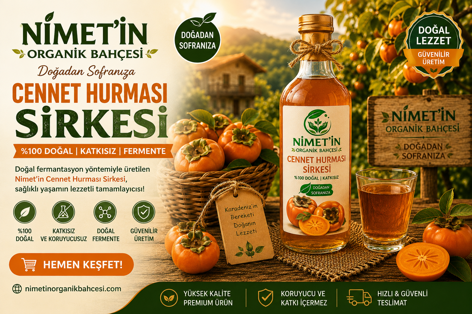 Nimetin Organik Bahçesi Cennet hurması sirkesi slider görseli