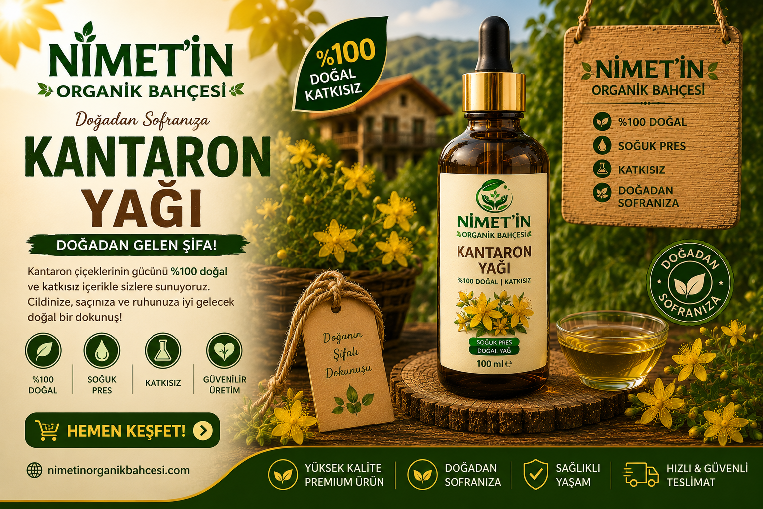 Nimetin Organik Bahçesi Kantaron yağı slider görseli