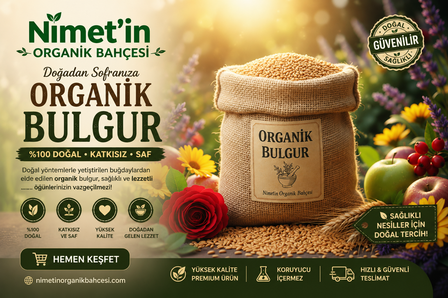 Nimetin Organik Bahçesi Organik bulgur slider görseli